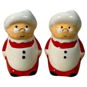 Vintage Ceramic Mrs. Claus Salt and Pepper Shakers